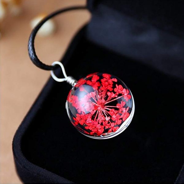 Fashion Dried Flower Glass Ball Women Necklace Pendant Rope Chain Necklace for Women Strip Leather Choker Wedding Jewelry 2018 - Image 3