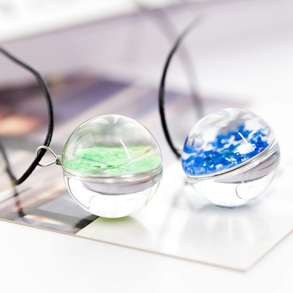 Fashion Dried Flower Glass Ball Women Necklace Pendant Rope Chain Necklace for Women Strip Leather Choker Wedding Jewelry 2018 - Image 5