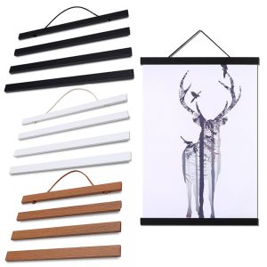 Magnetic Poster Frame Wooden Wall Photo Picture Artwork Hanger Poster Holder Hanging scrolls Home Wall Decoration Frame 21-50cm