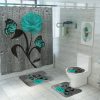 Kit Shower Curtain Accessories Tool Parts Replacement Butterfly Rose Print