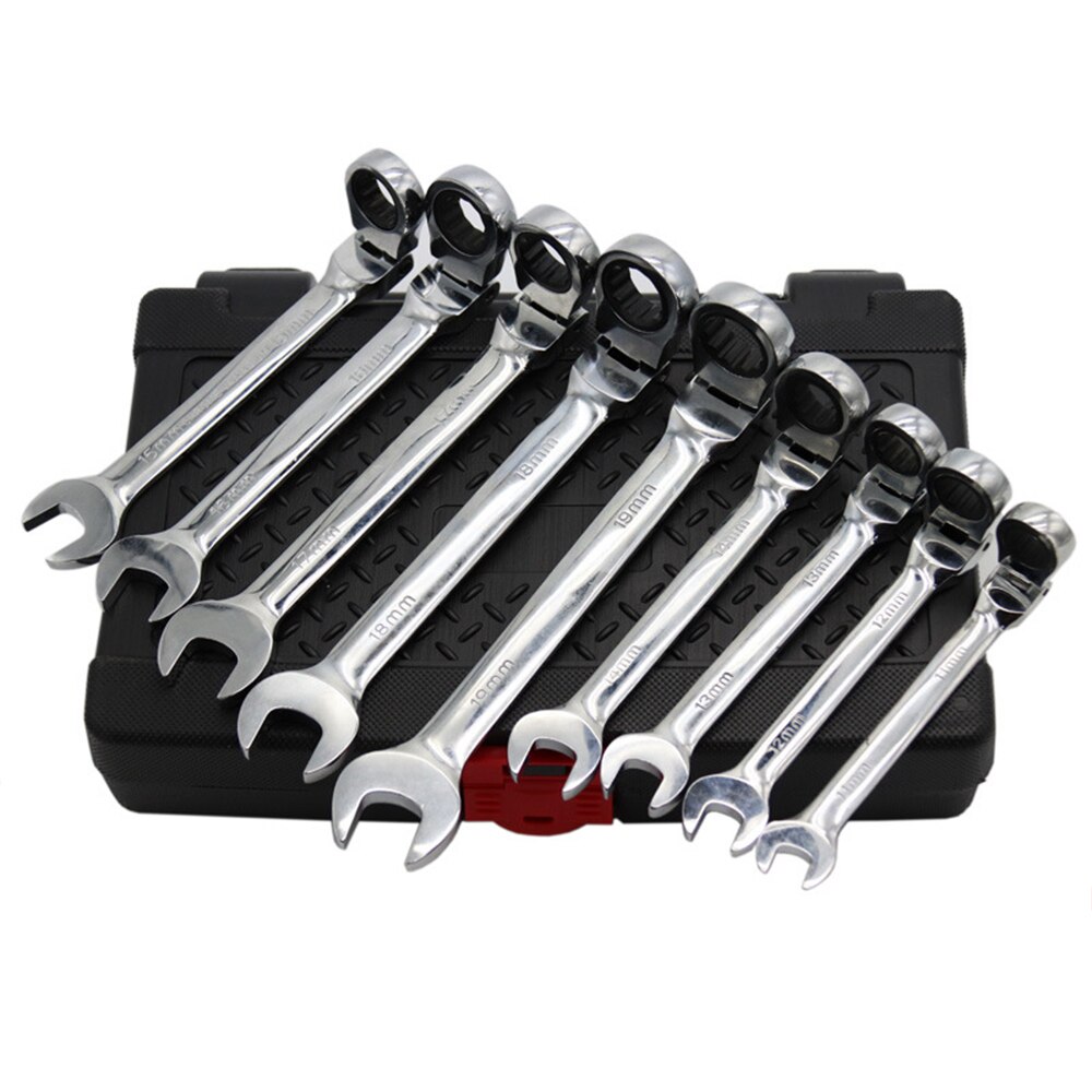 8-19mm Key Set Ratcheting Box Combination Wrenches for Car Repair Ring Spanner Hand Tools A Set of Key Color : 7 PC 