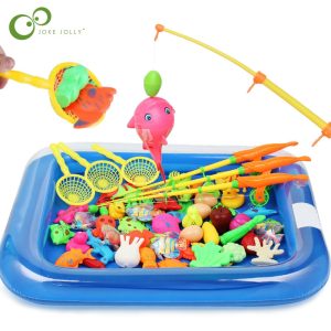Children Boy girl fishing toy set suit magnetic play water baby toys fish square hot gift for kids Free Shipping GYH