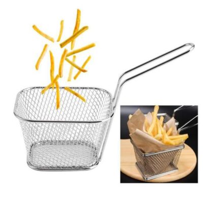 1PC Stainless Steel Metal Basket Serving Food Presentation Cooking Tools French Fries Basket Mini Fry Storage Kitchen Housewares