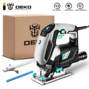 DEKO Jig Saw Variable Speed​ Electric Saw with 1 Piece Blades, 2 Carbon Brushes, 1 Metal Ruler, 1 Allen Wrench Jigsaw Power Tool