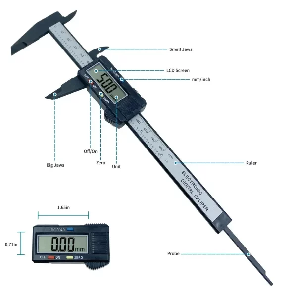 Electronic Digital Caliper Carbon Fiber - Micrometer Ruler - Image 4