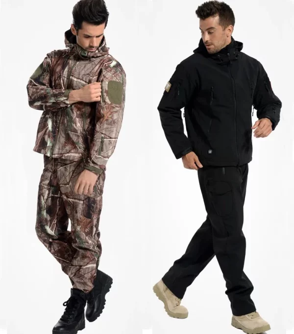 Men's Camo Tactical Soft Shell Jacket - Camouflage Outdoor - Image 6