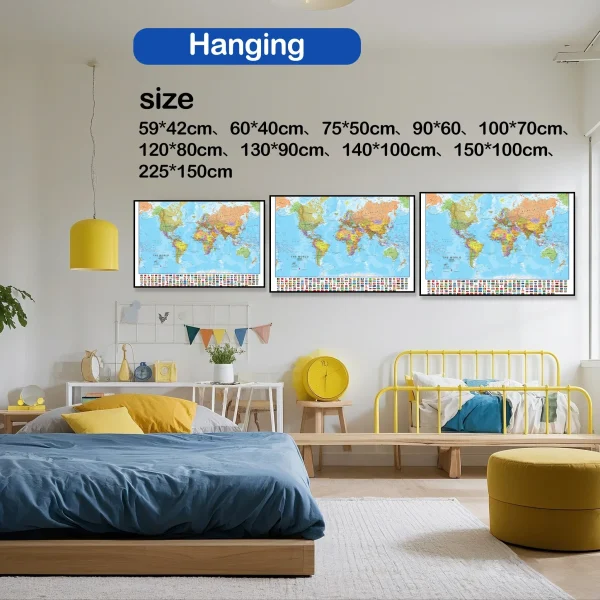 Decorative Hanging World Map - Image 2