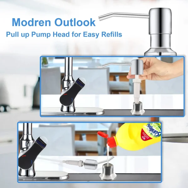 2-in-1 Soap Dispenser with Dishwashing Liquid Pump and Extension Tube for Kitchen Sink - Image 3