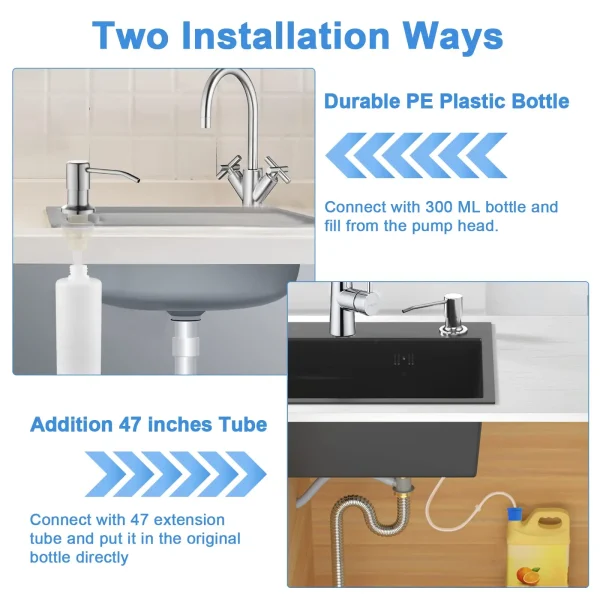 2-in-1 Soap Dispenser with Dishwashing Liquid Pump and Extension Tube for Kitchen Sink - Image 5