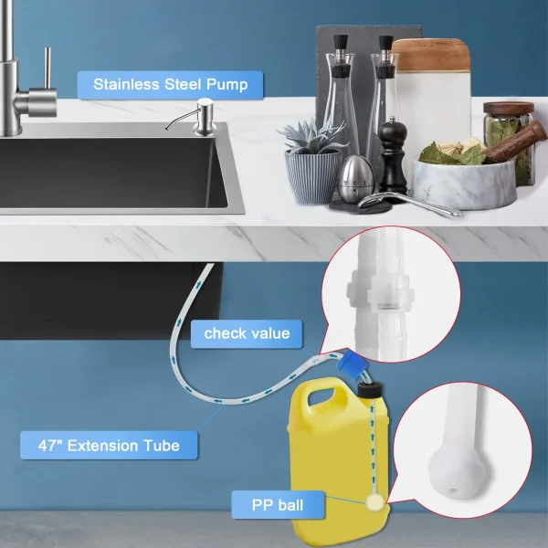 2-in-1 Soap Dispenser with Dishwashing Liquid Pump and Extension Tube for Kitchen Sink - Image 4