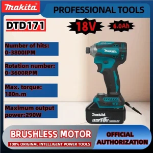 Makita DTD171 18V Brushless Cordless Impact Driver – Lightweight 0.8kg