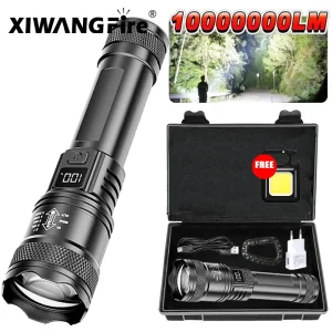 Ultra Bright 2000LM LED Tactical Flashlight with Type-C Rechargeable Zoom