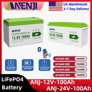 LiFePO4 100Ah Solar Battery 12V/24V with Built-in BMS – 6000+ Cycles