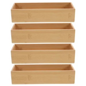 Bamboo Drawer Organizer Boxes – Set of 4, Minimalist Design