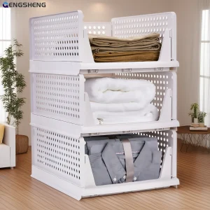 Foldable Stackable Drawer Organizer Box for Wardrobe, Kitchen & Bathroom