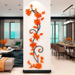 Rose Vine Wall Stickers Refrigerator Sticker High Quality 3D Crystal Stereo Porch Corridor TV Background Wall Decoration