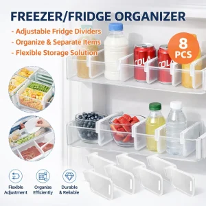Adjustable Refrigerator Shelf Divider Organizer – Non-Slip Storage Separator