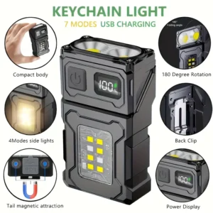 Mini Rechargeable COB LED Pocket Flashlight with Clip and Magnet