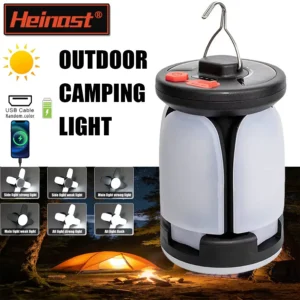 Solar Rechargeable Camping Lantern with Foldable LED Panels