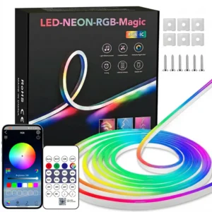 RGBIC Neon LED Strip Light with Bluetooth App & Remote Control, 1–10m