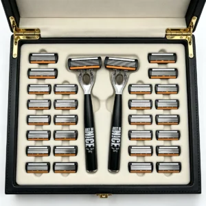 Men’s Manual Safety Razor Set with 6-Blade Stainless Steel & Aloe Vera Strip