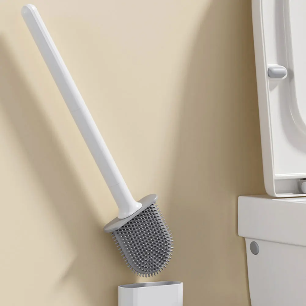 Silicone Toilet Brush with Wall-Mounted Holder – TPR Bristles - Image 4