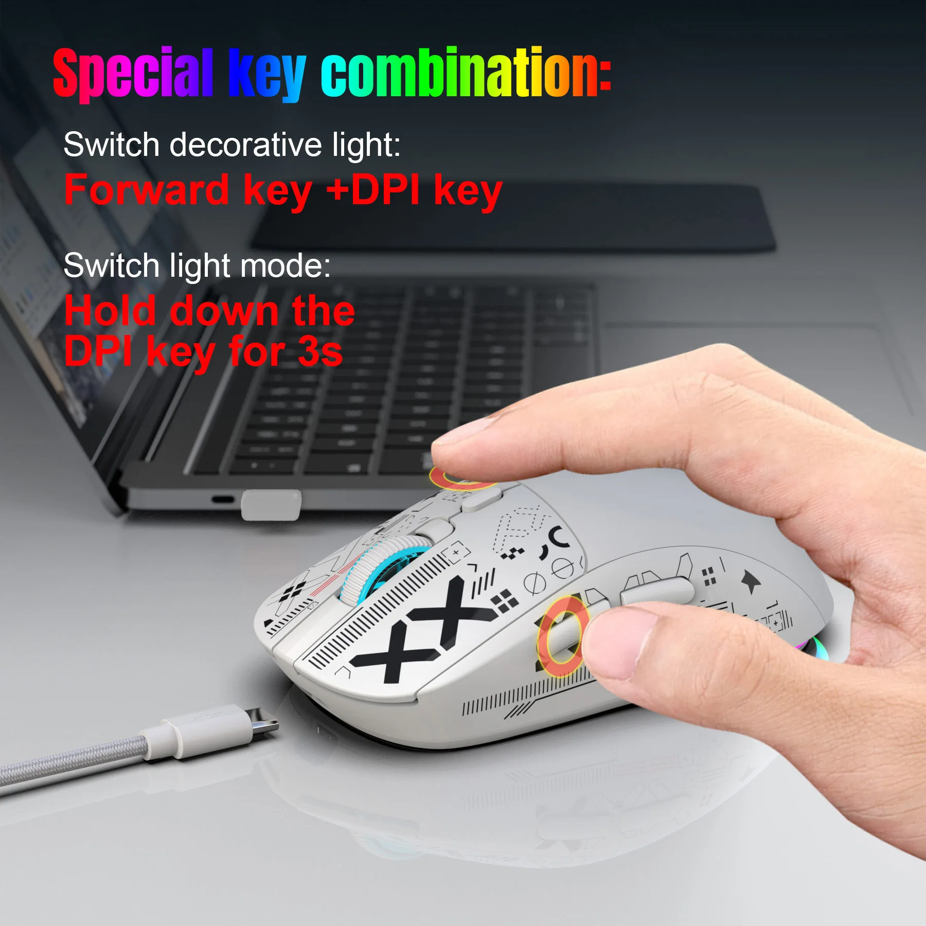 3-Mode RGB Gaming Mouse – Bluetooth, 2.4G Wireless & Wired, Rechargeable - Image 4