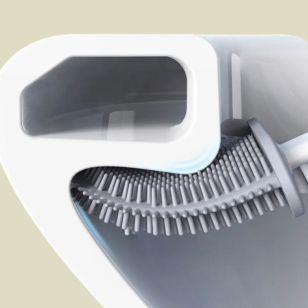 Silicone Toilet Brush with Wall-Mounted Holder – TPR Bristles - Image 2