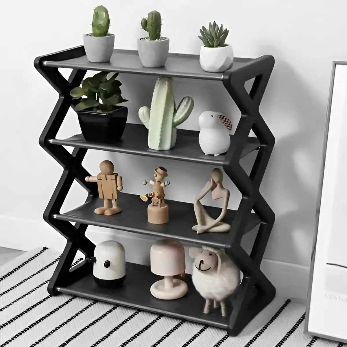 4-Tier X-Shape Dustproof Shoe Storage Rack – Foldable & Space-Saving - Image 2
