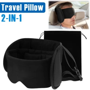 2-in-1 Travel Neck Pillow with Eye Mask and Storage Bag