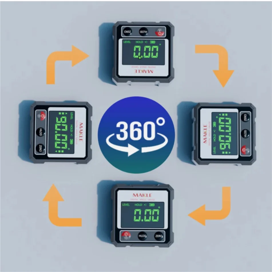 Dual-Side Digital Protractor Inclinometer with Magnetic Base & Laser Level - Image 4