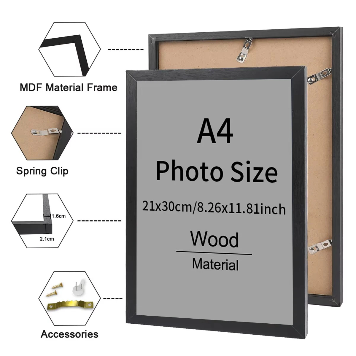 21x30cm & 30x40cm Black Photo Frame Hung on Wall White Photo Frame Poster Certificate Canvas Canvas Display Frame Picture Decor - Image 2
