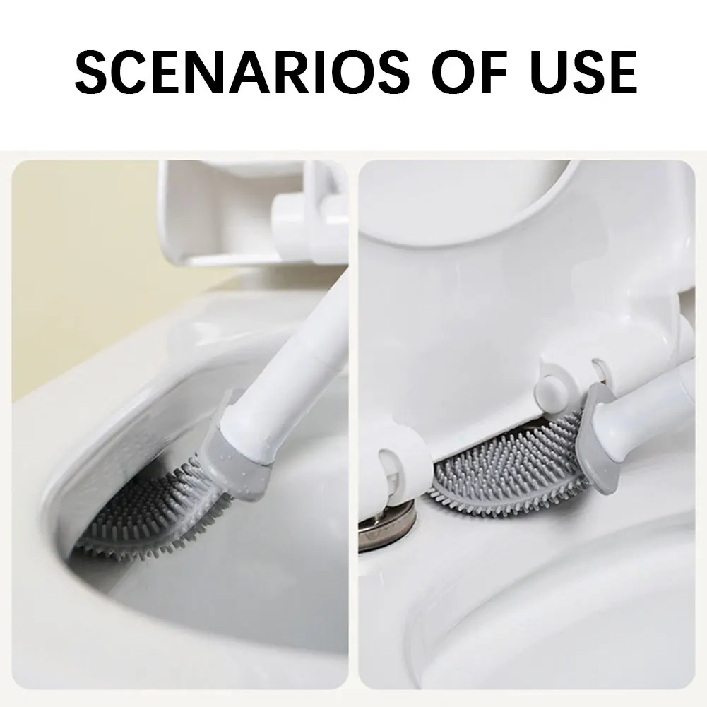 Silicone Toilet Brush with Wall-Mounted Holder – TPR Bristles - Image 3