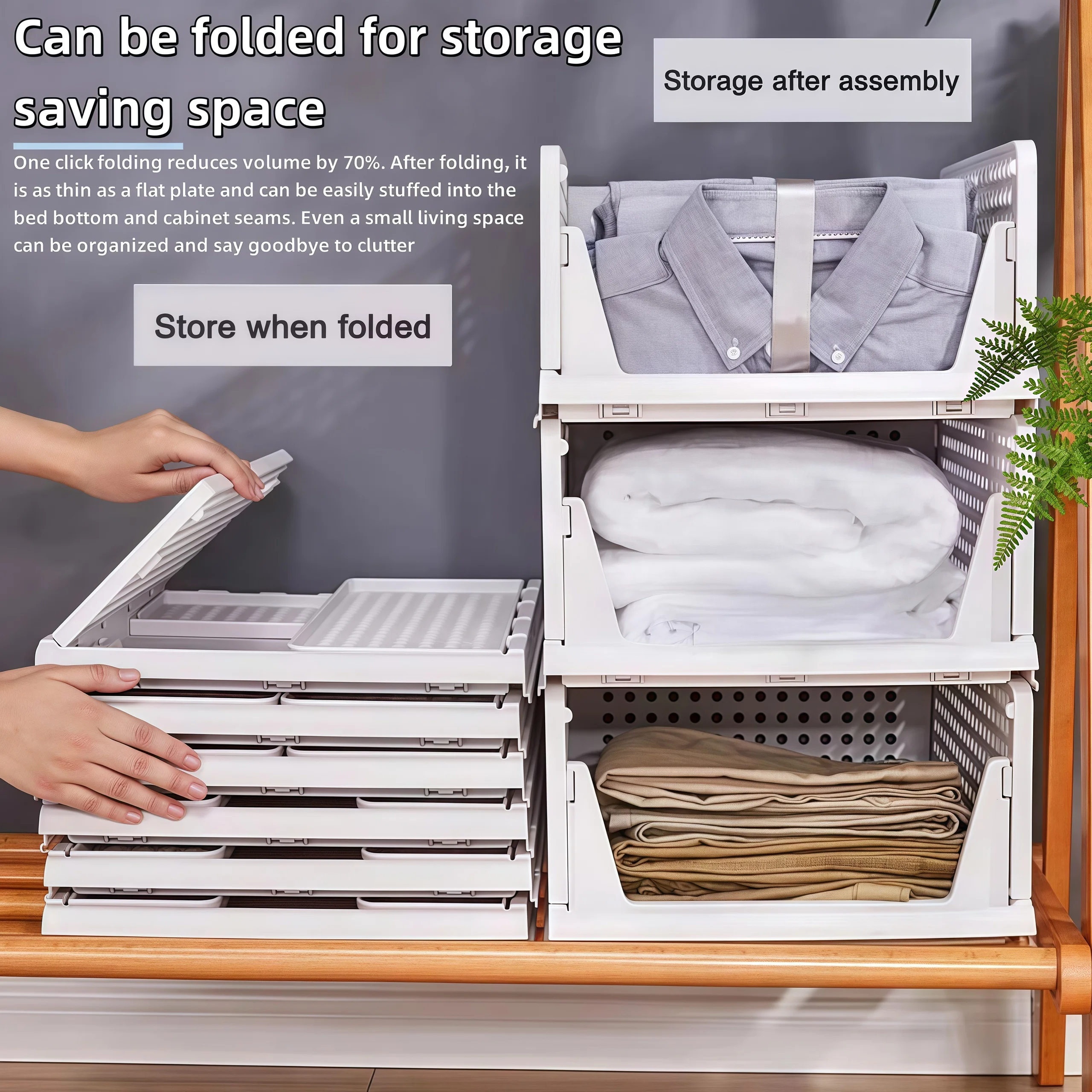 Foldable Stackable Drawer Organizer Box for Wardrobe, Kitchen & Bathroom - Image 4