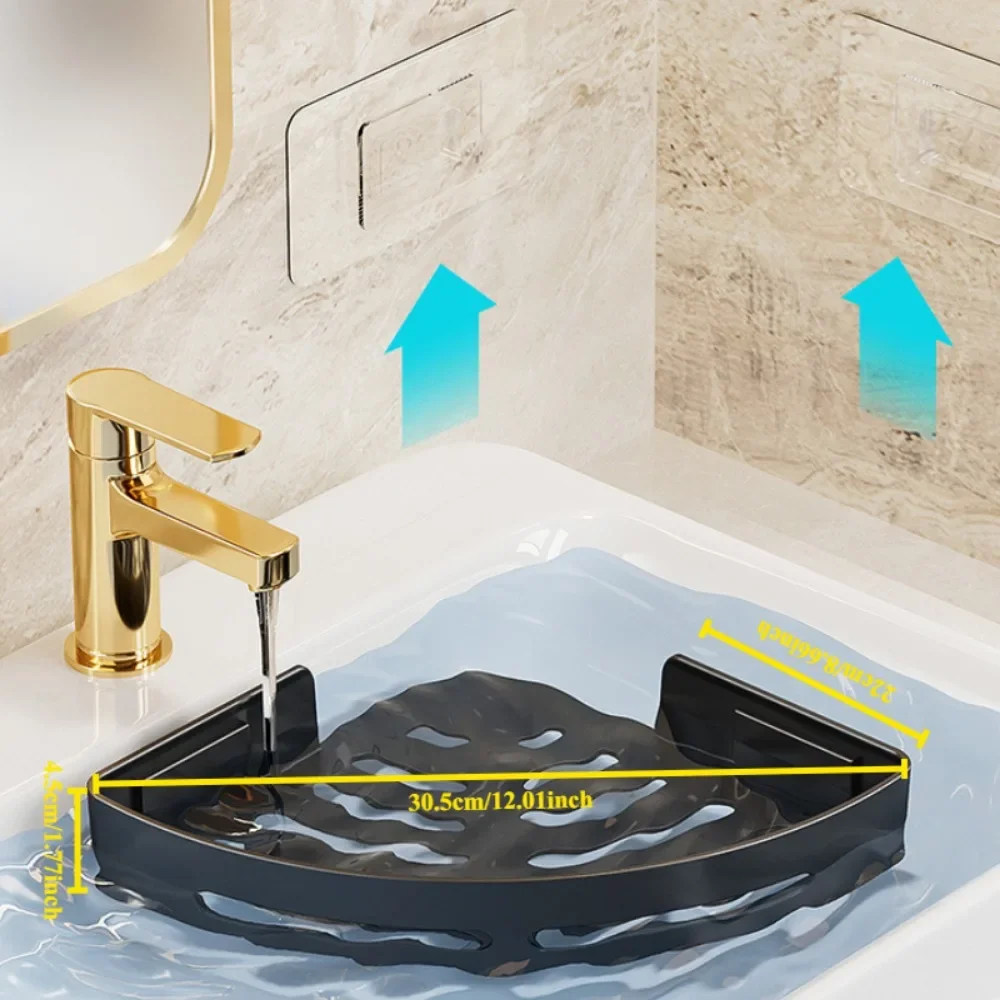 No-Drill Adhesive Shower Caddy Corner Shelf with Towel Bar - Image 6