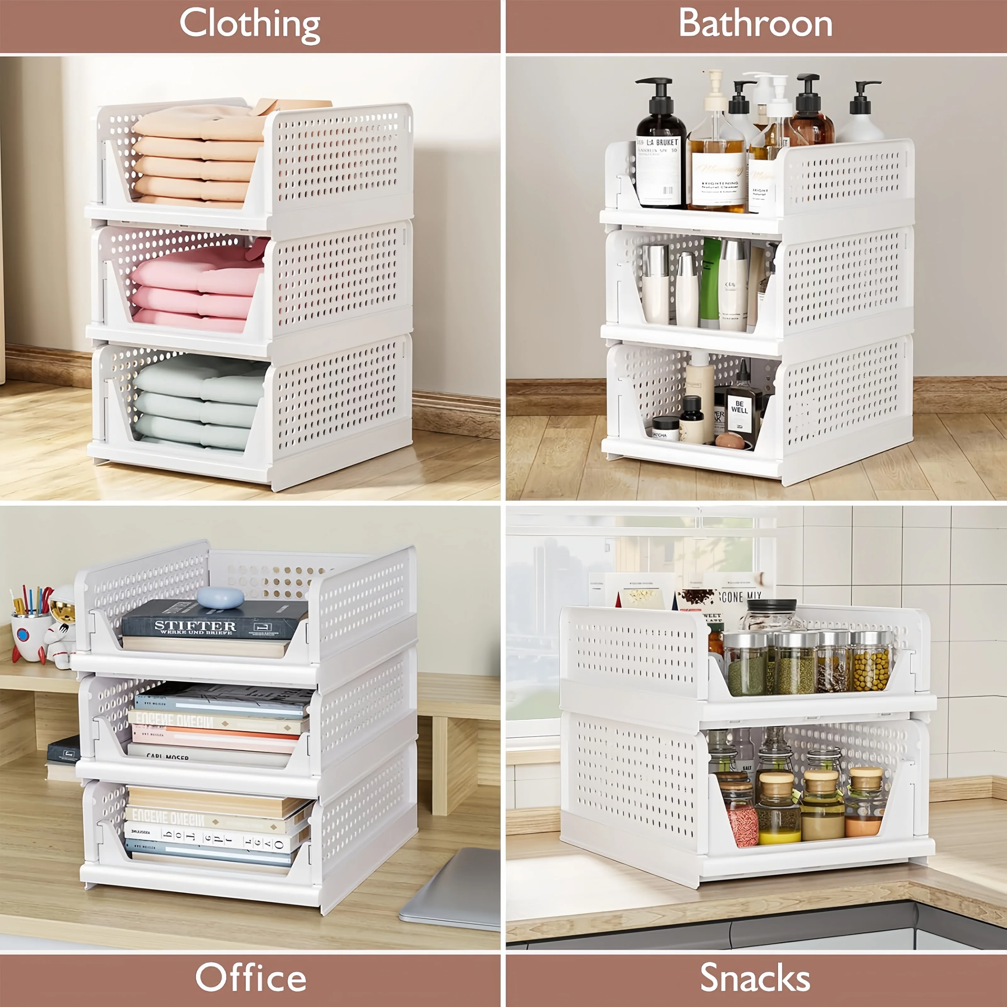 Foldable Stackable Drawer Organizer Box for Wardrobe, Kitchen & Bathroom - Image 6