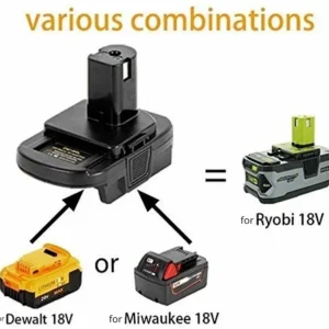 Battery Adapter with USB Port for Dewalt to for Ryobi tools for Milwaukee Battery Convert to for Ryobi 18V Lithium-ion Battery