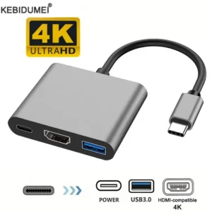3-in-1 USB-C Hub with HDMI, USB 3.0 & USB-C Charging Port