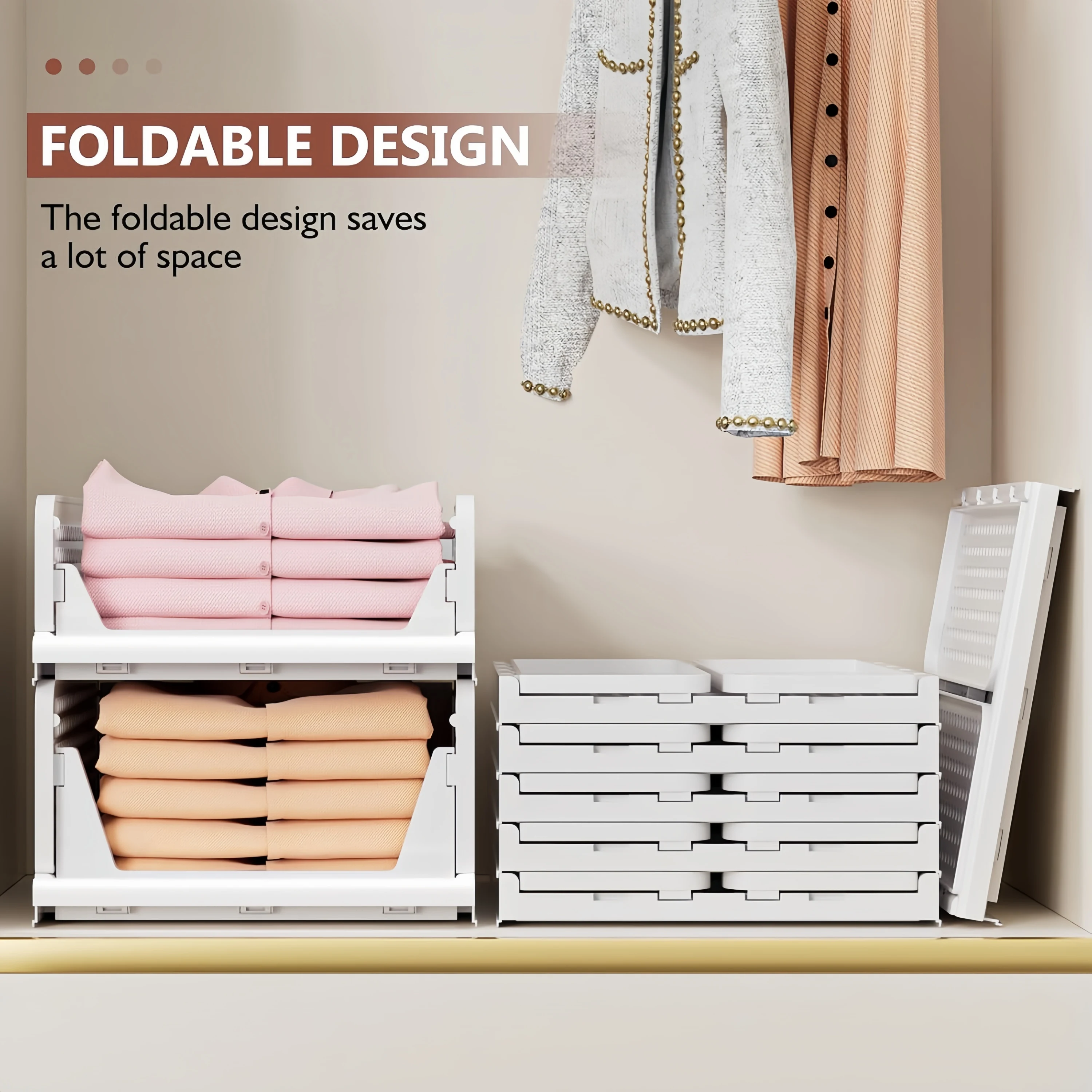 Foldable Stackable Drawer Organizer Box for Wardrobe, Kitchen & Bathroom - Image 2