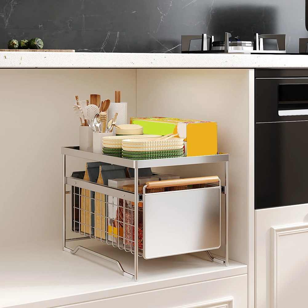 Under Sink Organizer with Pull-Out Drawers – 1 or 2 Tier Cabinet Storage - Image 6