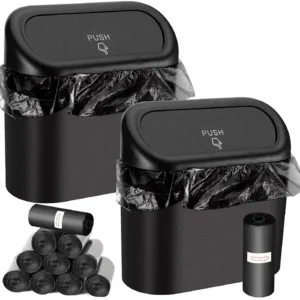 Mini Car Trash Can with Lid and Garbage Bags Included