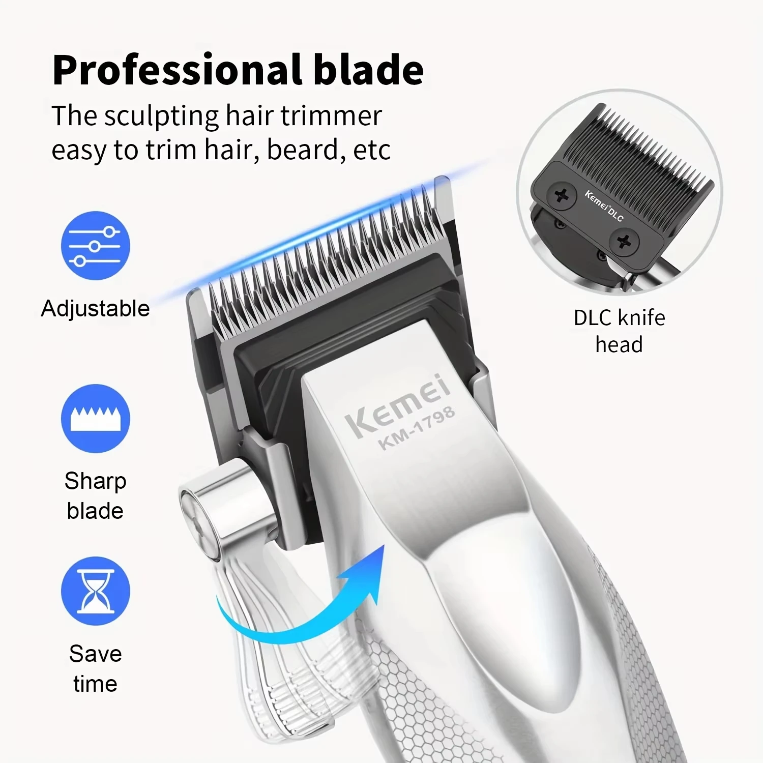Kemei Professional Rechargeable Hair Clipper Set for Men - Image 2