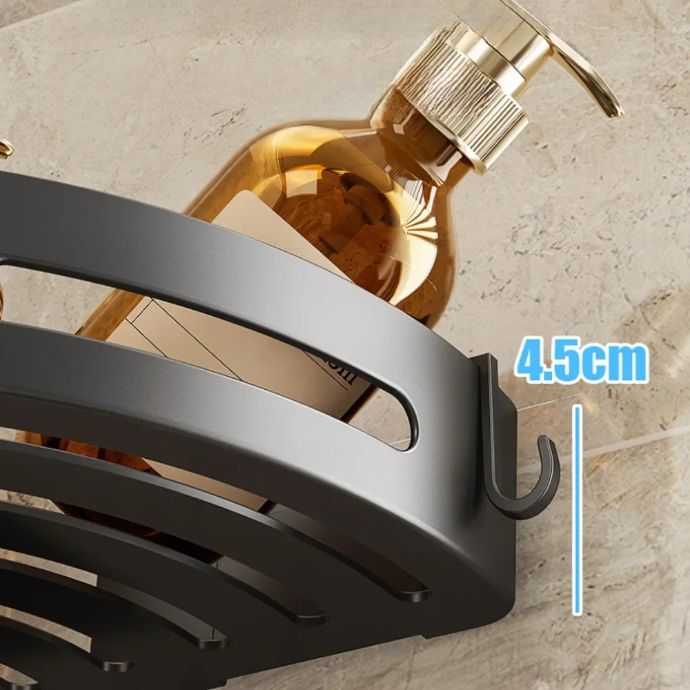 No-Drill Adhesive Shower Caddy Corner Shelf with Towel Bar - Image 4