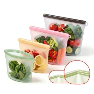 Reusable Silicone Food Storage Bag with Zip-Lock Seal