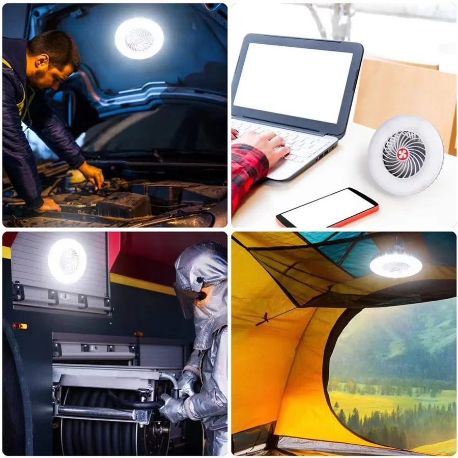 2 in 1 Camping Fan Light Multifunction LED Rechargeable Tent Hanging Fan Lamp Portable Summer Cool Fan Lantern with Power Bank - Image 6