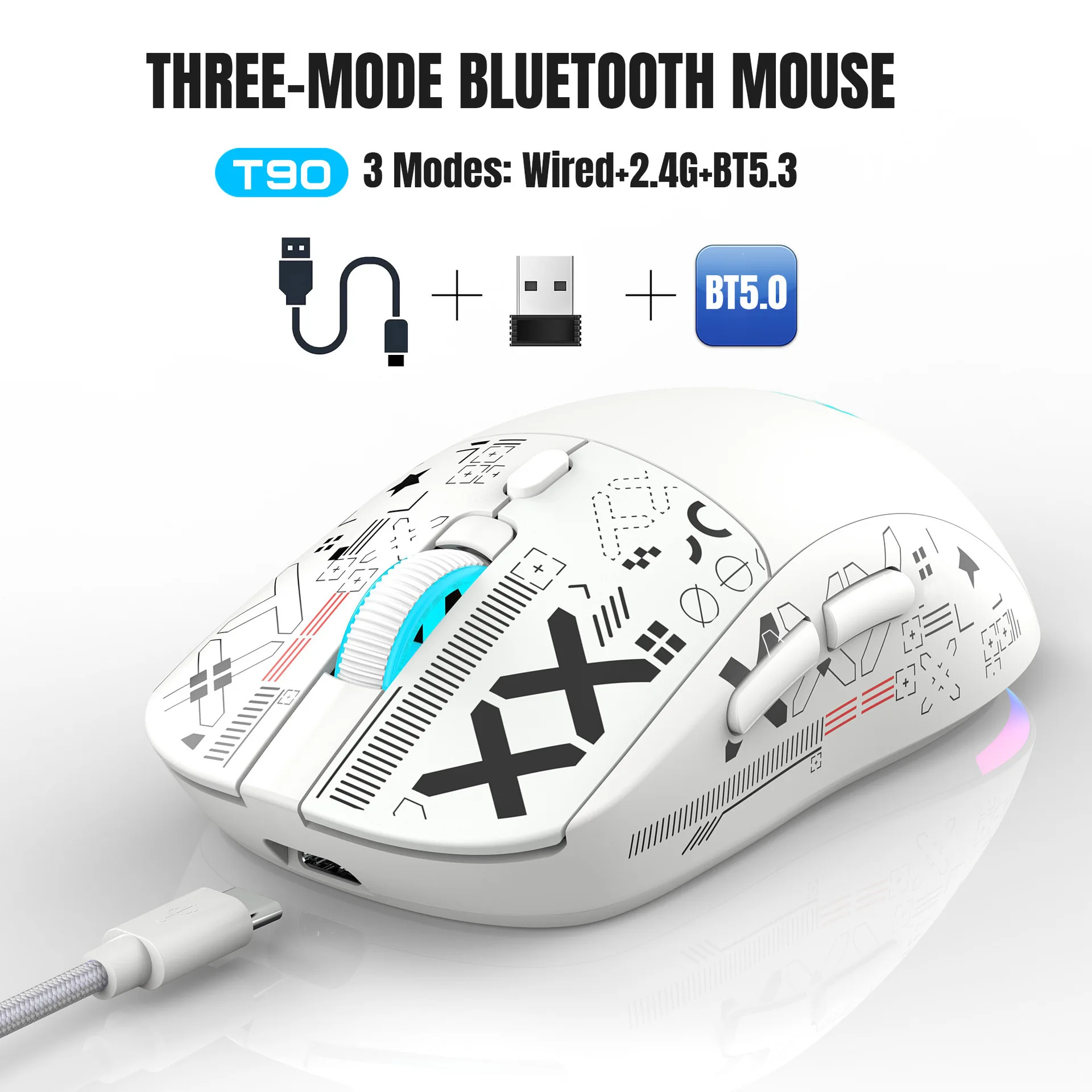 3-Mode RGB Gaming Mouse – Bluetooth, 2.4G Wireless & Wired, Rechargeable - Image 6