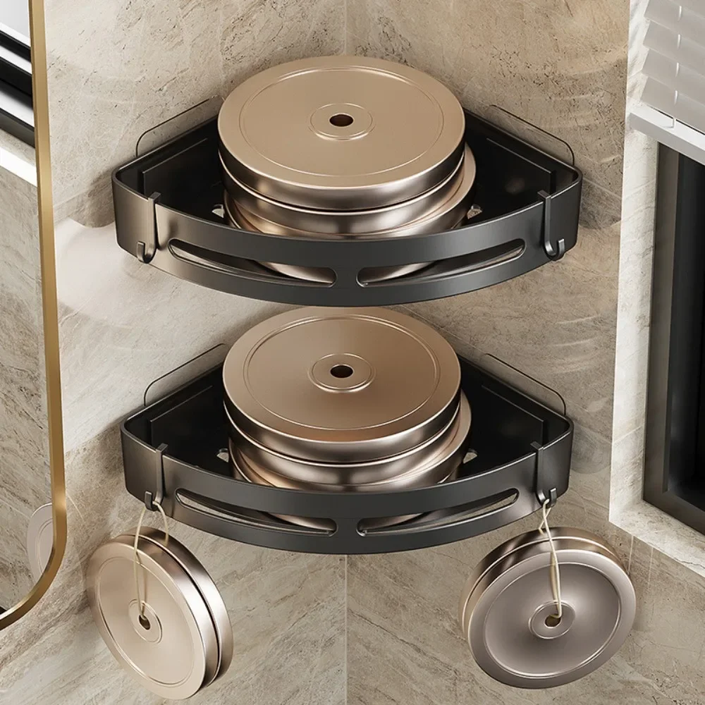 No-Drill Adhesive Shower Caddy Corner Shelf with Towel Bar - Image 5