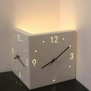 Double-Sided LED Corner Wall Clock with Light & Voice Sensor