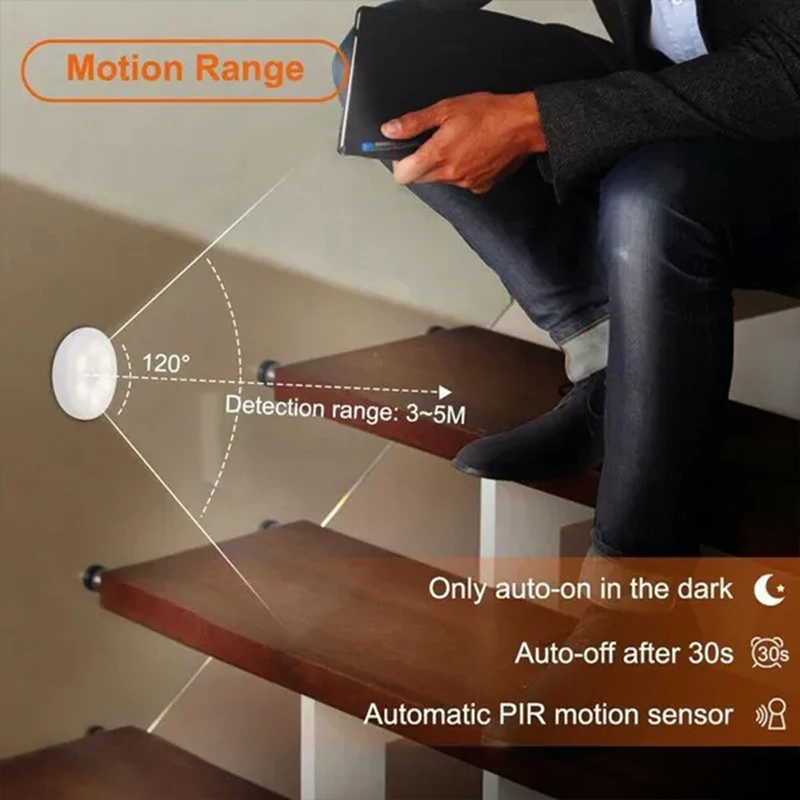 USB Rechargeable PIR Motion Sensor LED Night Light for Closet & Cabinet - Image 4