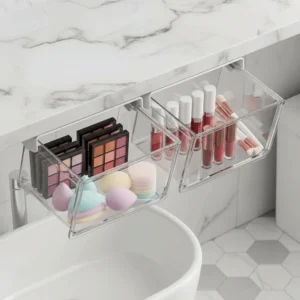 Self-Adhesive Under-Desk Drawer Organizer – Transparent Storage Box